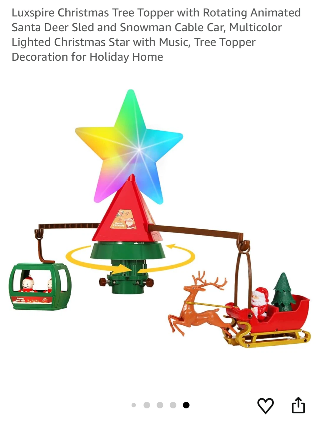Luxspire Animated Rotating Christmas Tree Topper