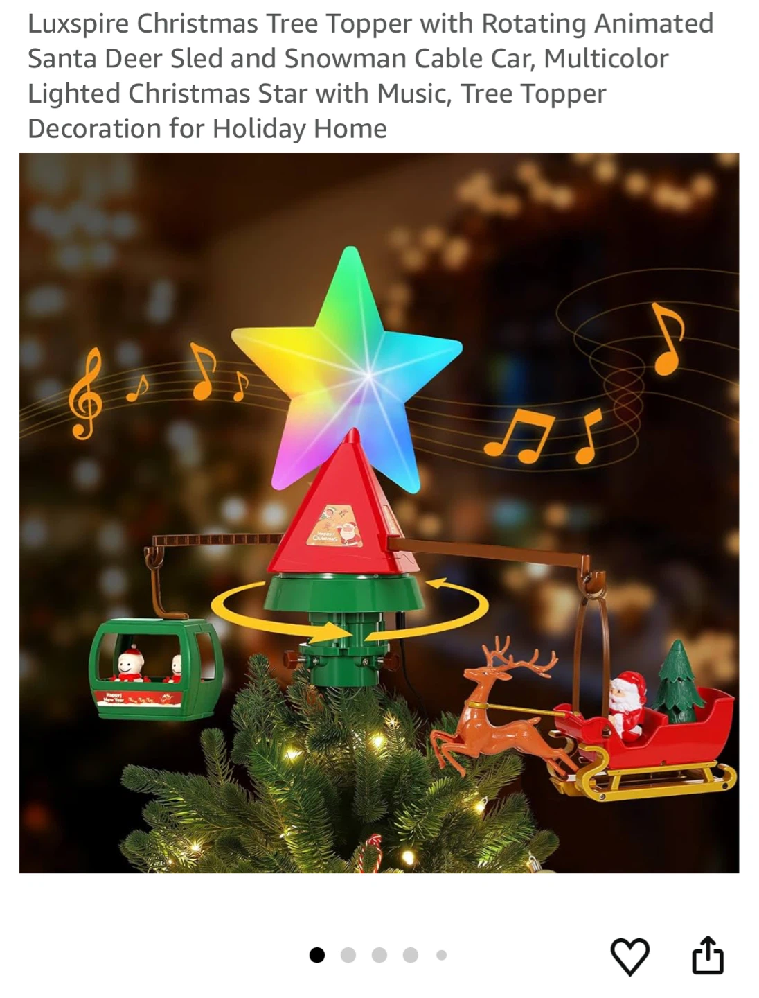 Luxspire Animated Rotating Christmas Tree Topper - photo 2