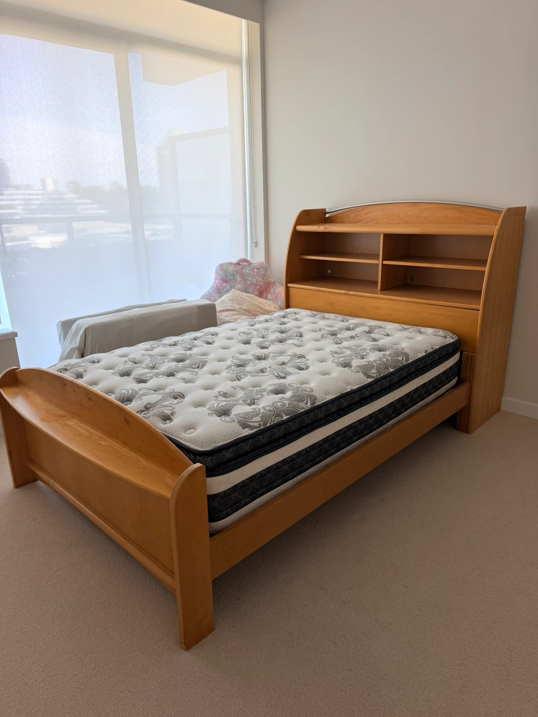 full Bed with Storage Headboard and mettress - photo 2