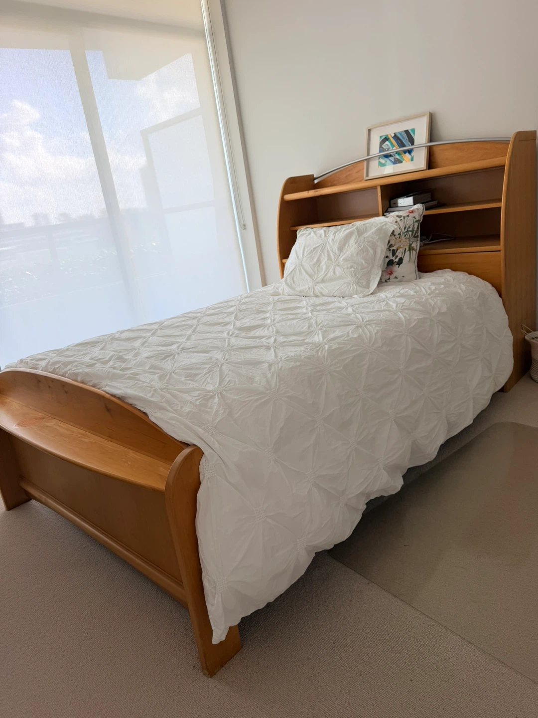 full Bed with Storage Headboard and mettress