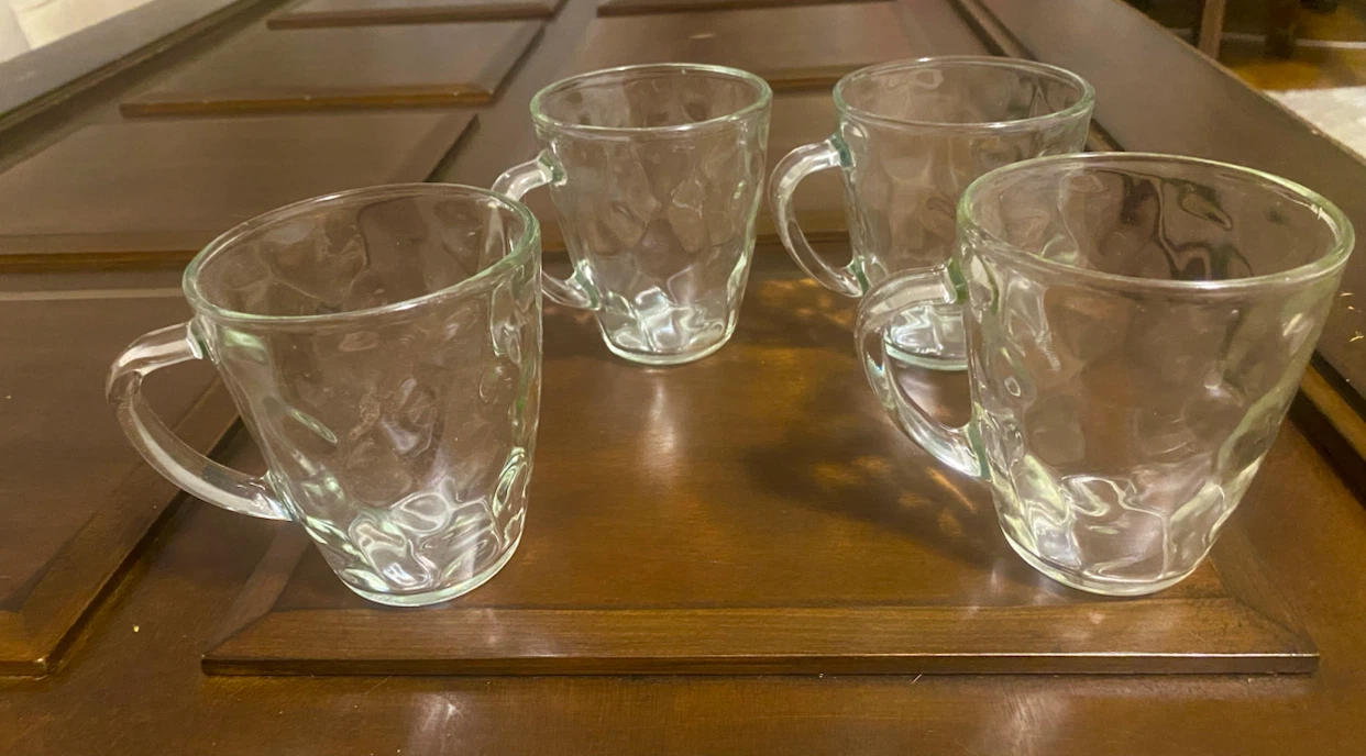 Set of 4 Textured Glass Mugs