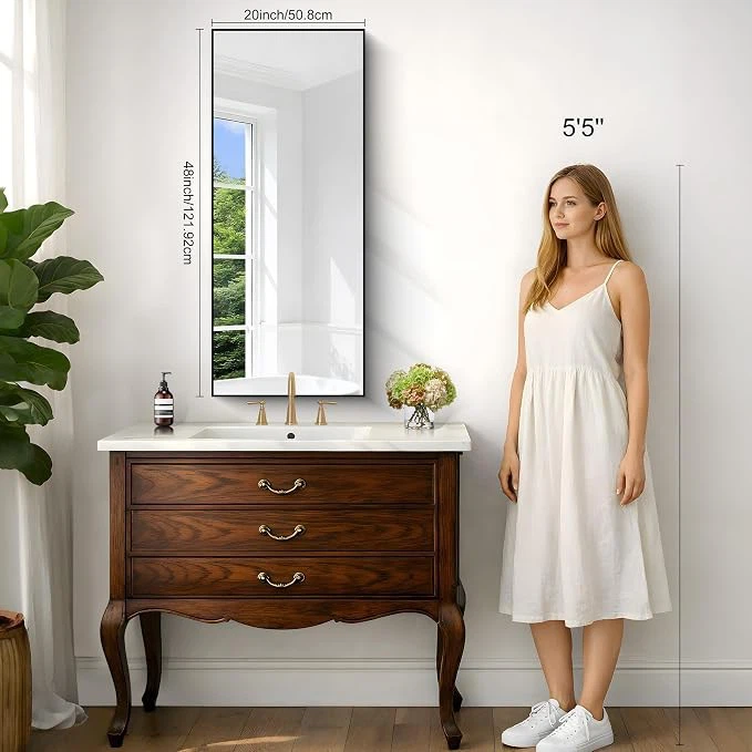 Leyden Black Bathroom Mirror 20x48 inches - New - photo 3