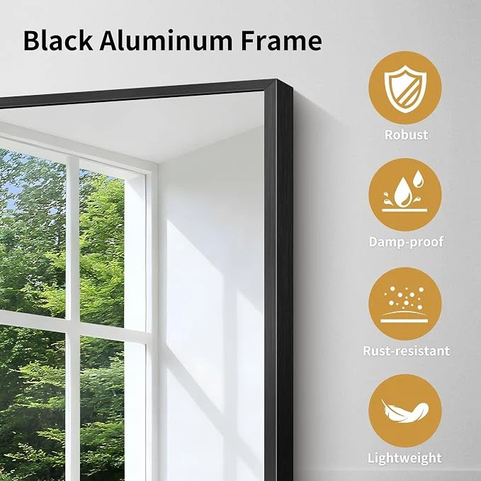 Leyden Black Bathroom Mirror 20x48 inches - New - photo 4