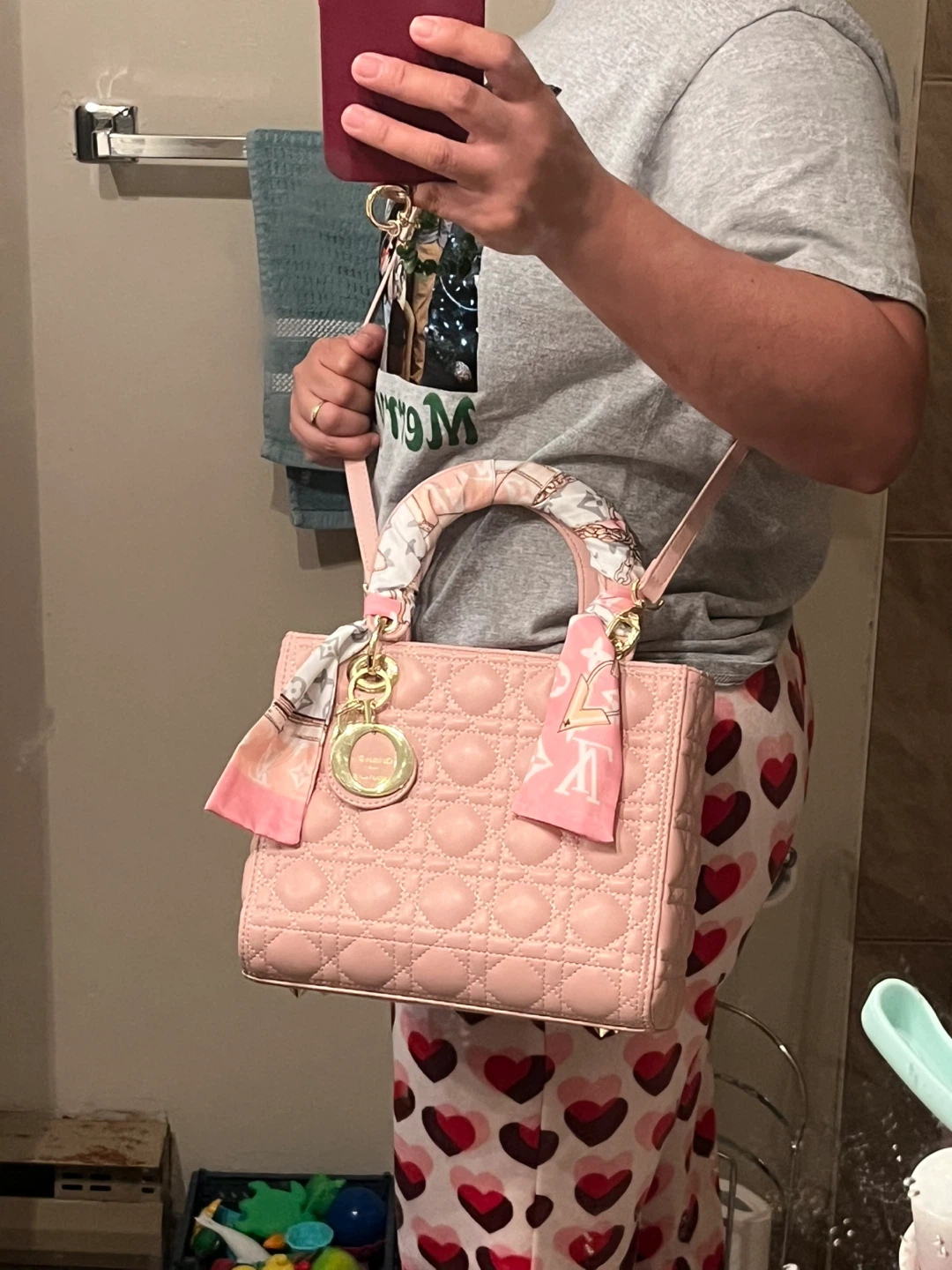 Pink Quilted Handbag