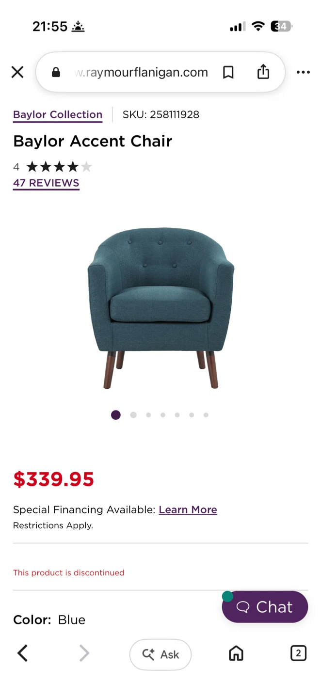 Two Blue  Accent Chairs - photo 4