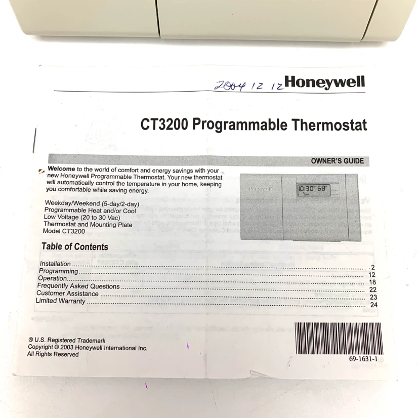 Thermostat Programmable Digital Heating Cooling Honeywell CT3200 - photo 2