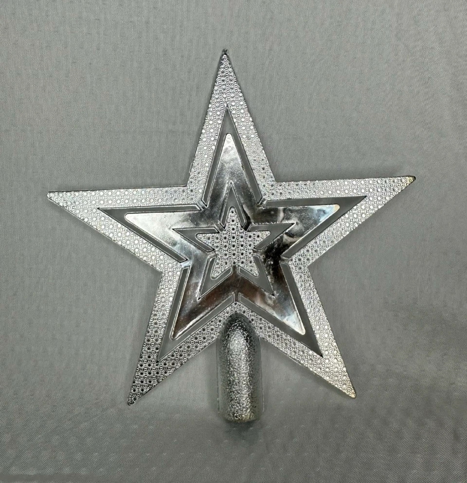 Silver Christmas Tree Topper Star Plastic