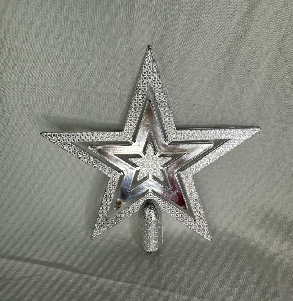 Silver Christmas Tree Topper Star Plastic - photo 2