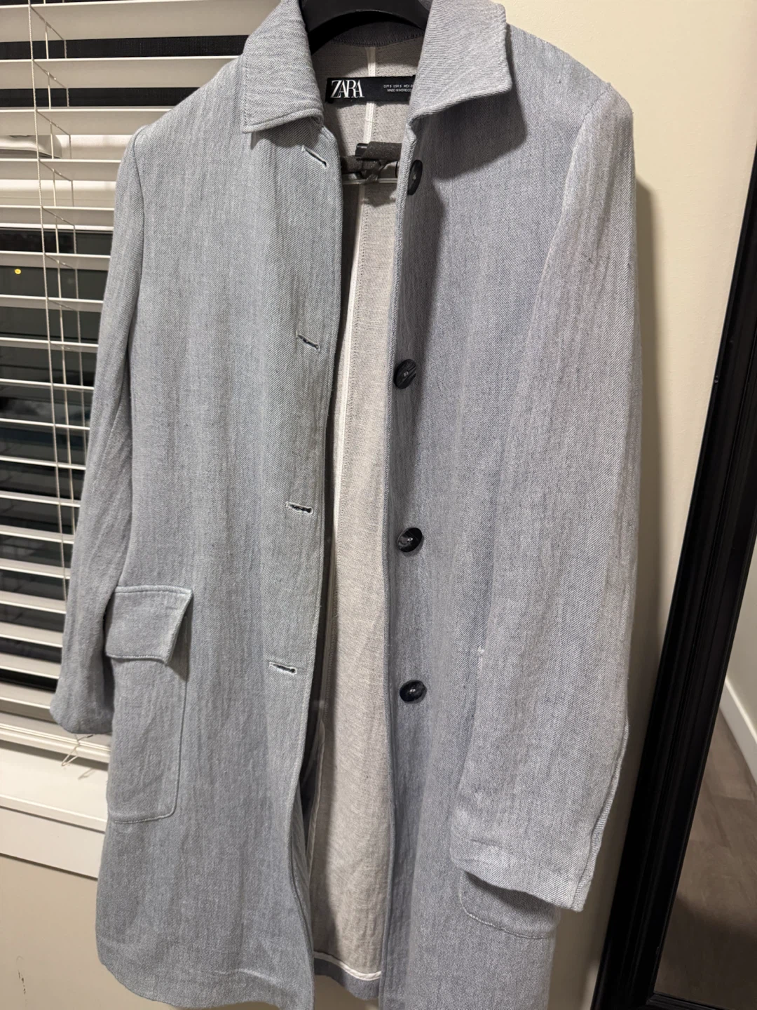 Zara light blue Button-Up Coat
