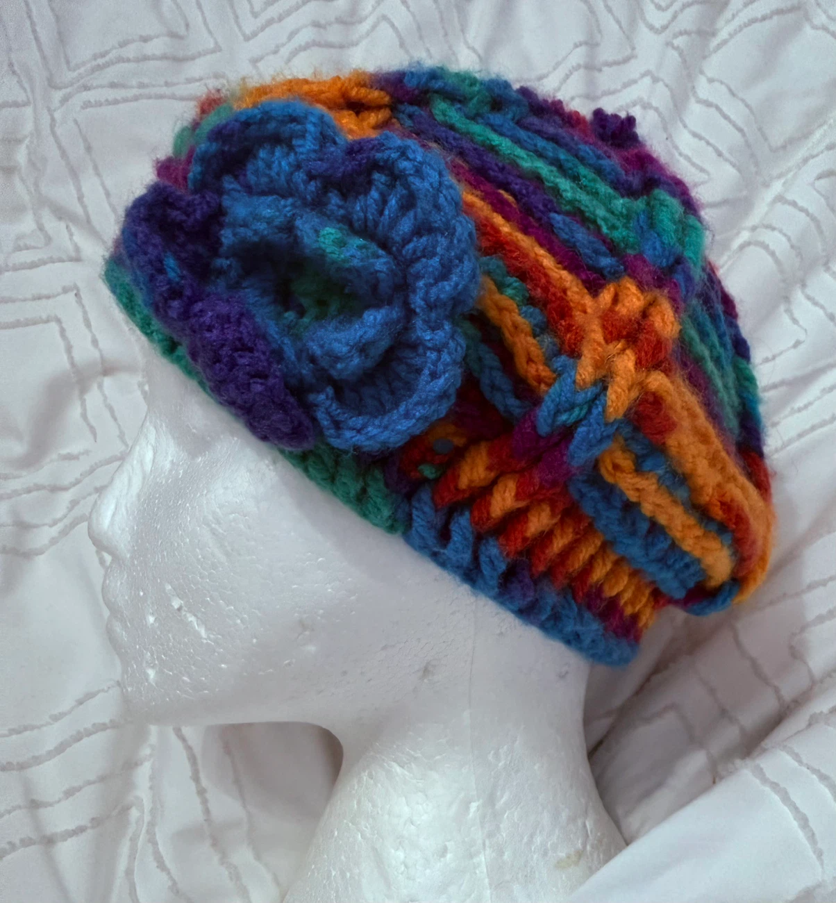 Handmade Multi-Coloured Crochet Beret