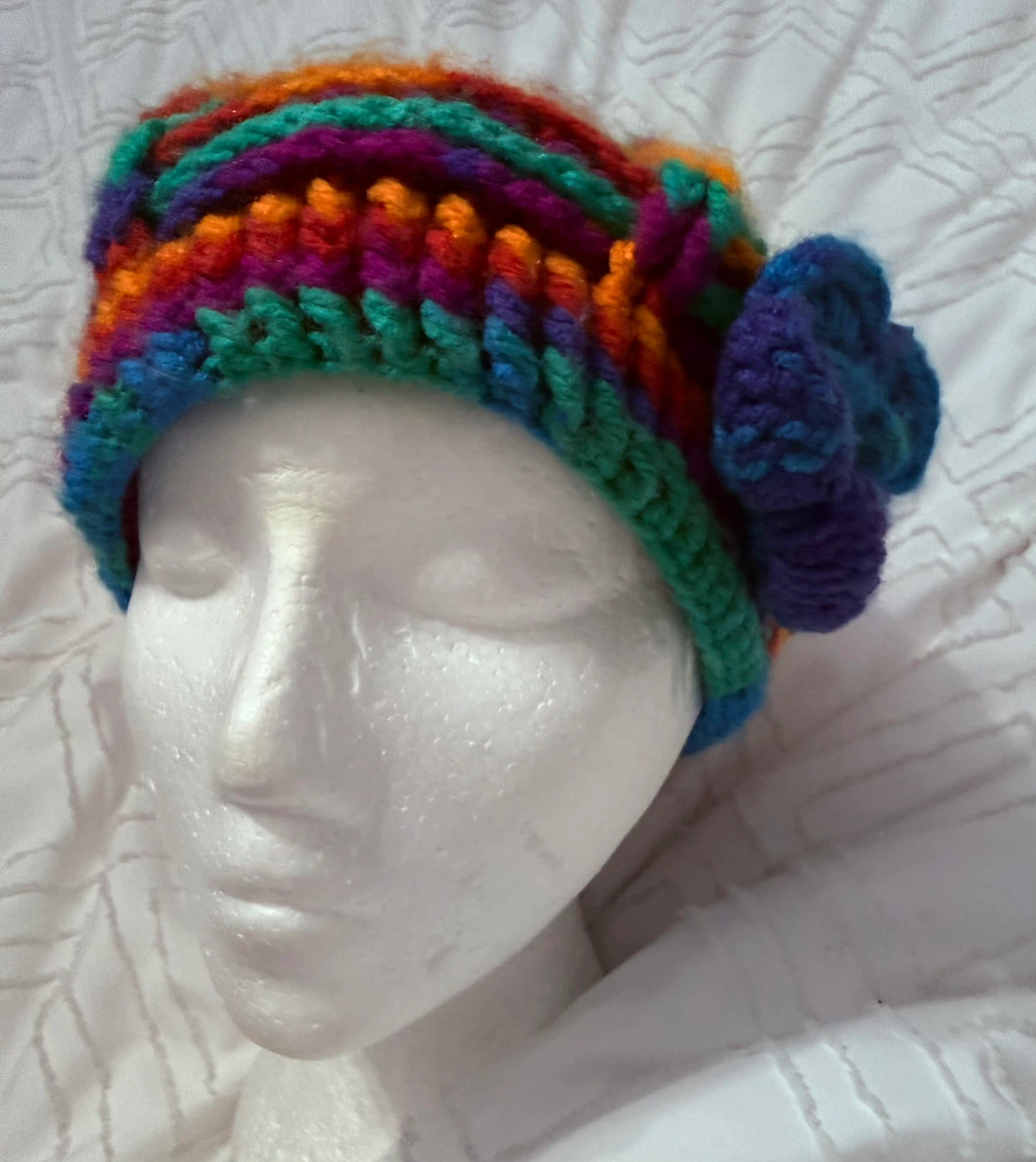 Handmade Multi-Coloured Crochet Beret - photo 2