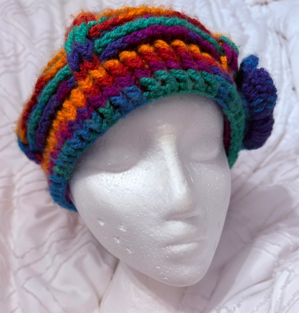 Handmade Multi-Coloured Crochet Beret - photo 3