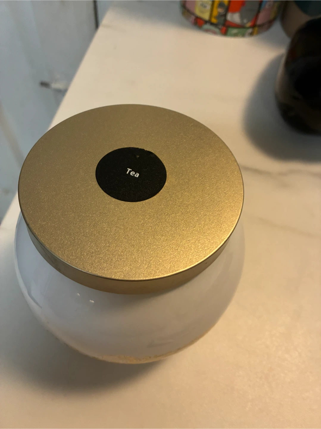 White Tea Storage Jar with Gold Lid - photo 2