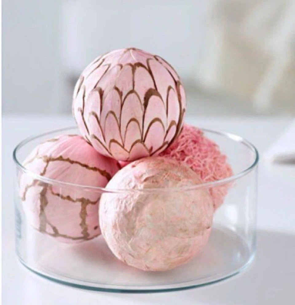 Set of 4 IKEA SOMLIG pink Decorative Balls Natural Ecco Decor