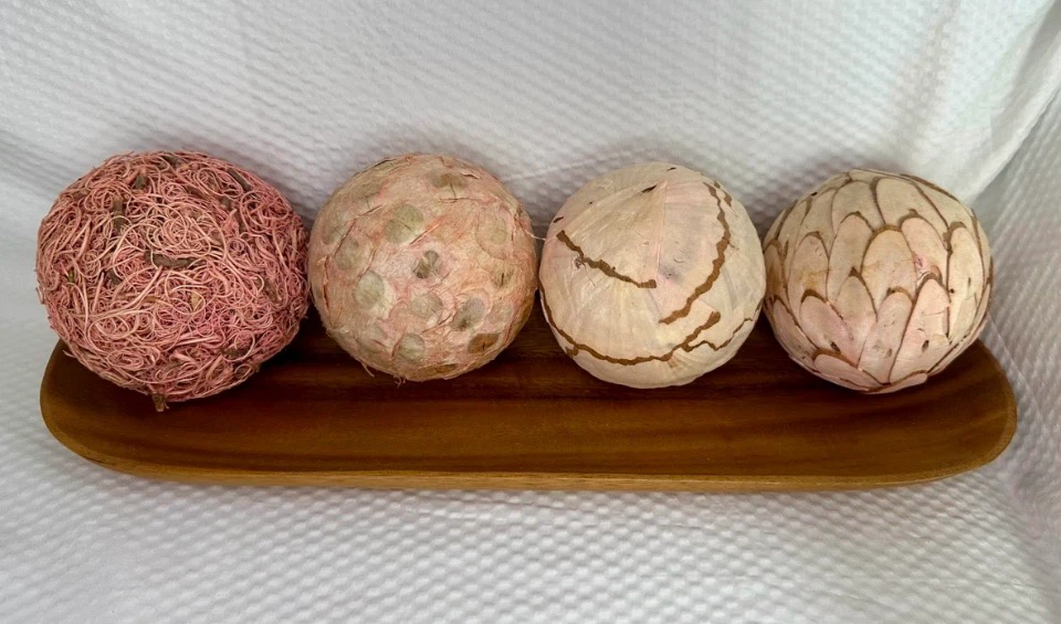 Set of 4 IKEA SOMLIG pink Decorative Balls Natural Ecco Decor - photo 2