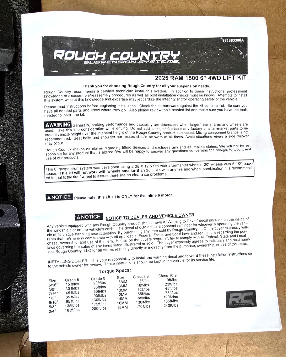 Rough Country - 6 Inch Lift Kit - Ram 1500 4WD -2025 - photo 2