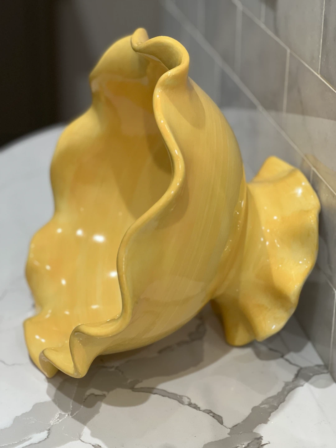 Crate & Barrel Yellow Ruffled Footed Centerpiece Bowl - photo 5
