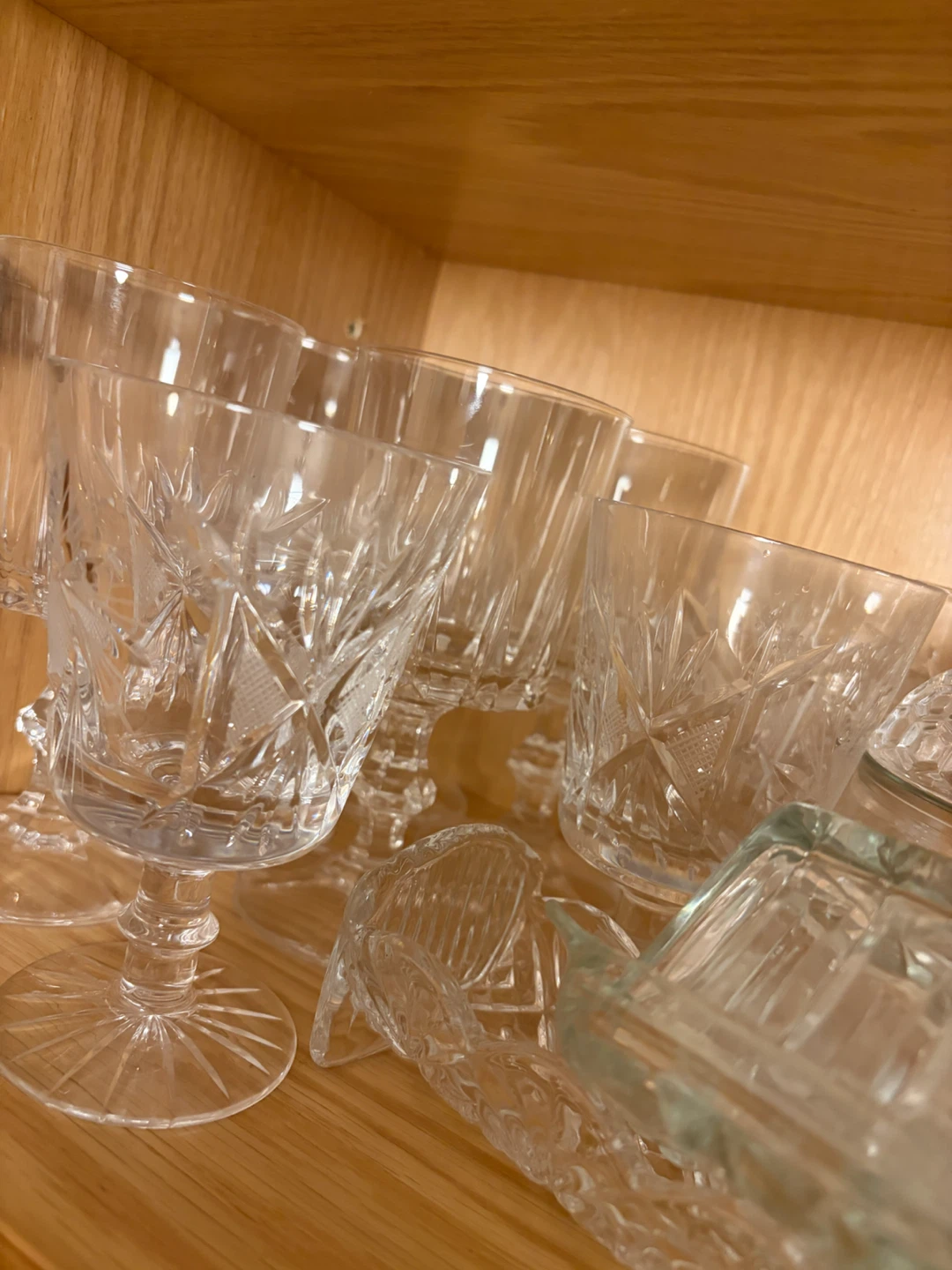 Glass tea infuser and assorted crystal glassware