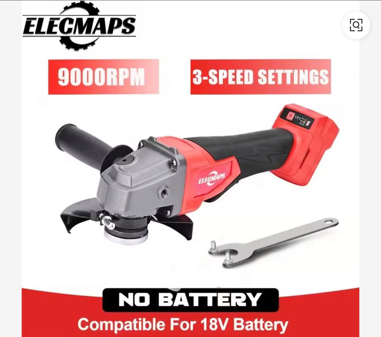 ELECMAPS Cordless Angle Grinder (Tool Only)