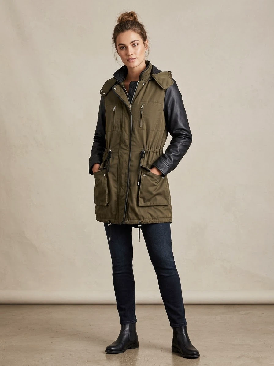 Zara Khaki Parka with Detachable Padding/Liner