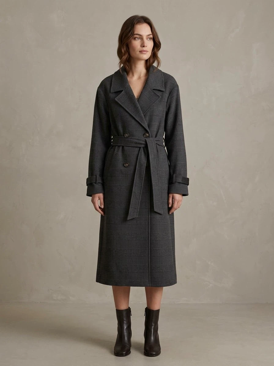 NEW Anthropologie Maeve Plaid Belted Trench Coat