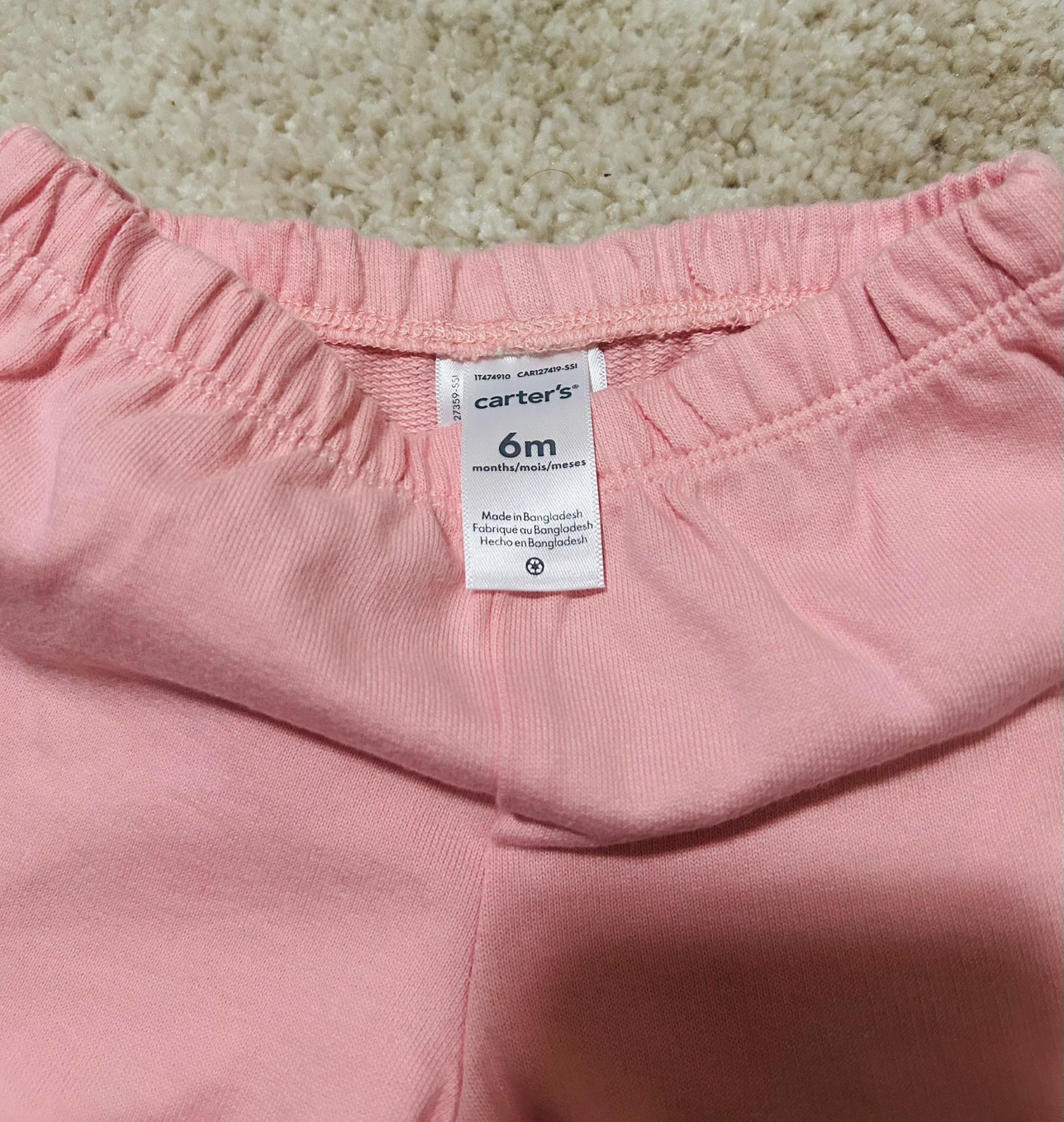 Carter's Baby Pink Jogger Pants - photo 2