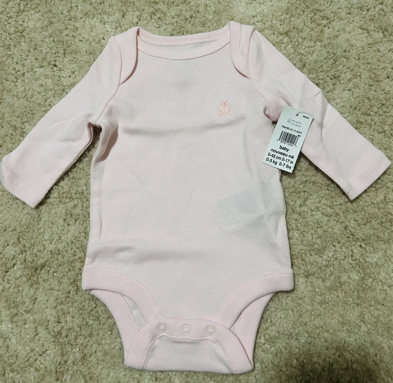 Baby Gap Long-Sleeve Bodysuit Pink