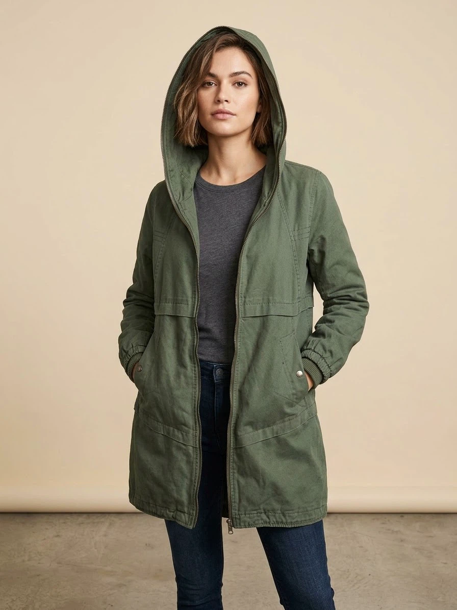 Olive Green Hooded Jacket
