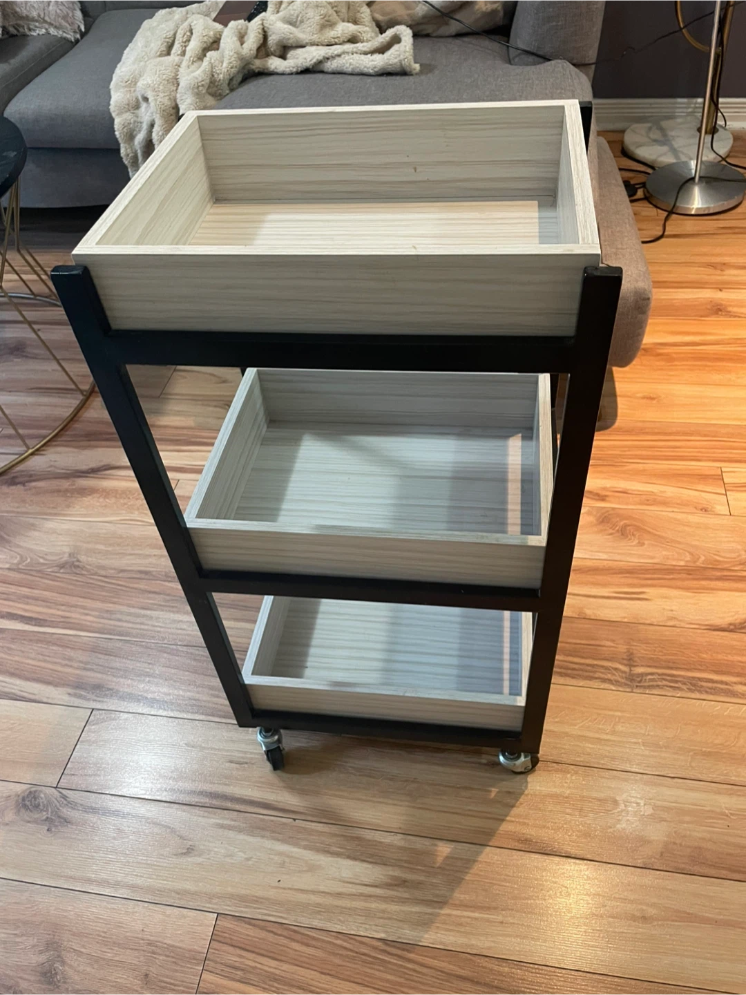 3-Tier Wooden Rolling Cart - photo 2