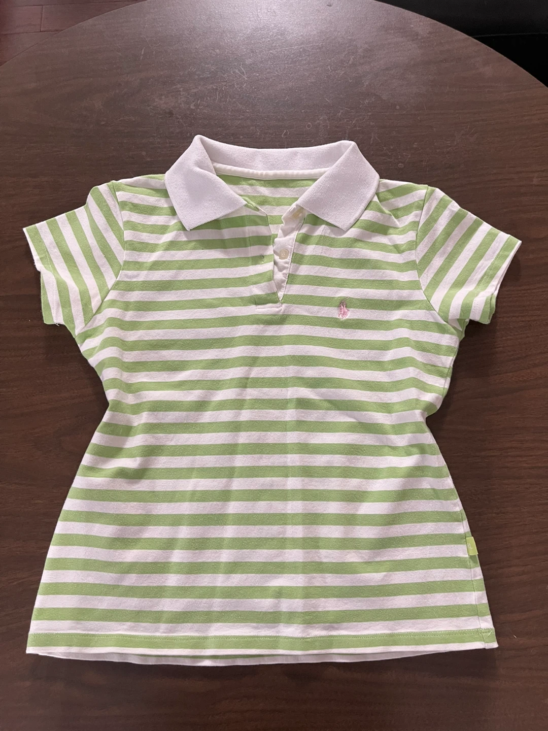 Ralph Lauren Green and White Striped Polo Shirt