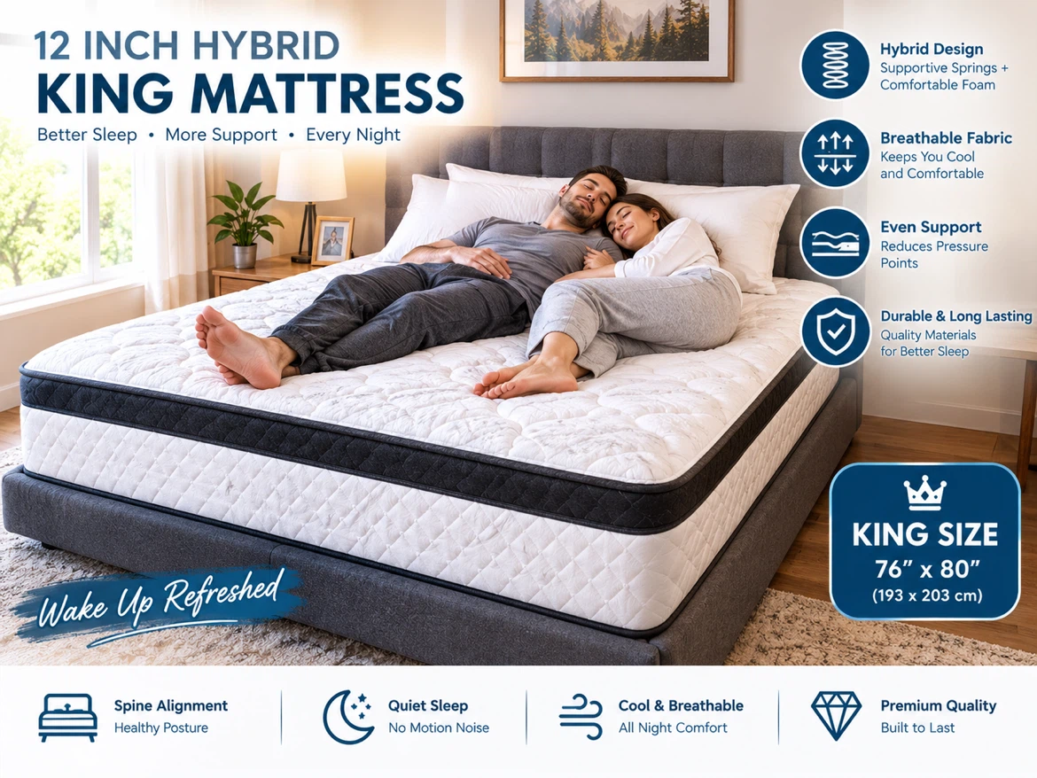 NEW 12 inch hybrid mattress in KING size. No tax, no hidden fee. - photo 2