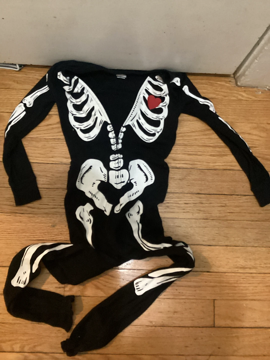 6T Skeleton Print Zipper Romper