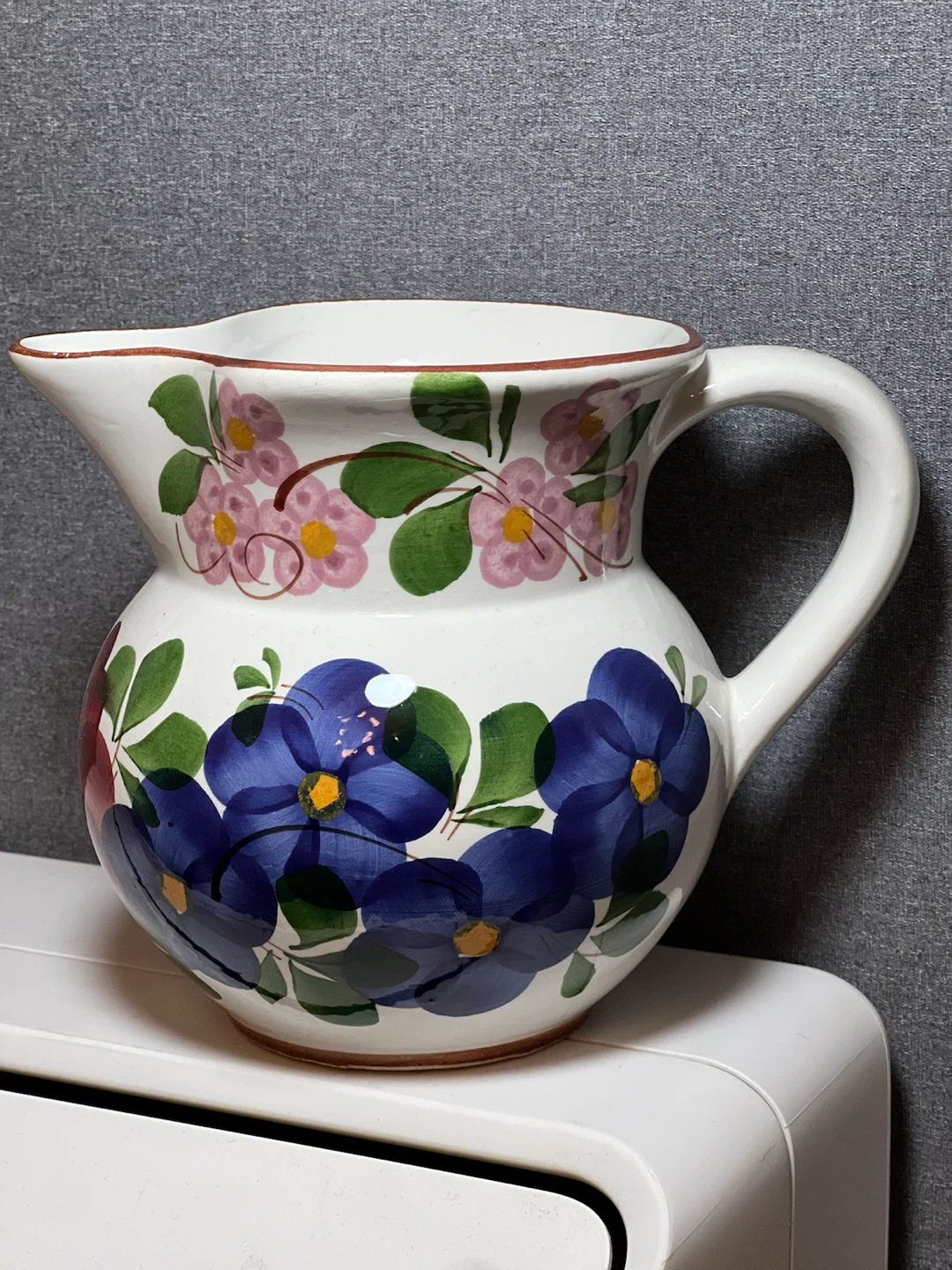 Vintage Hand-Painted Italian Ceramic Floral Pitcher / Jug - photo 2