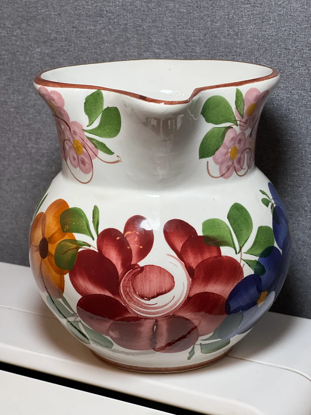 Vintage Hand-Painted Italian Ceramic Floral Pitcher / Jug - photo 3
