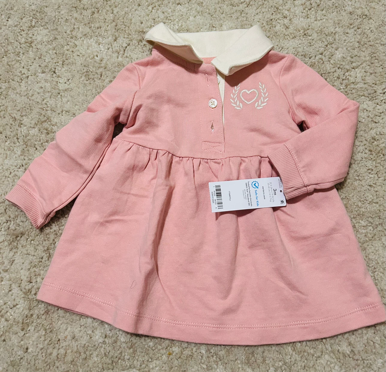 Carter's Baby Girl Pink Polo Dress - photo 2