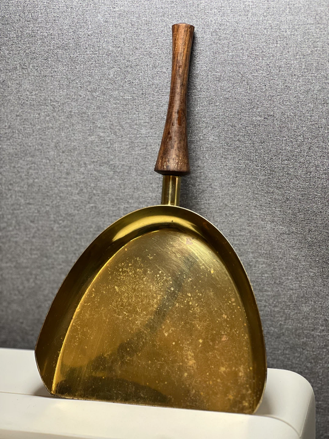 Vintage Brass Crumb Scoop Dustpan with Wood Handle Made in Italy