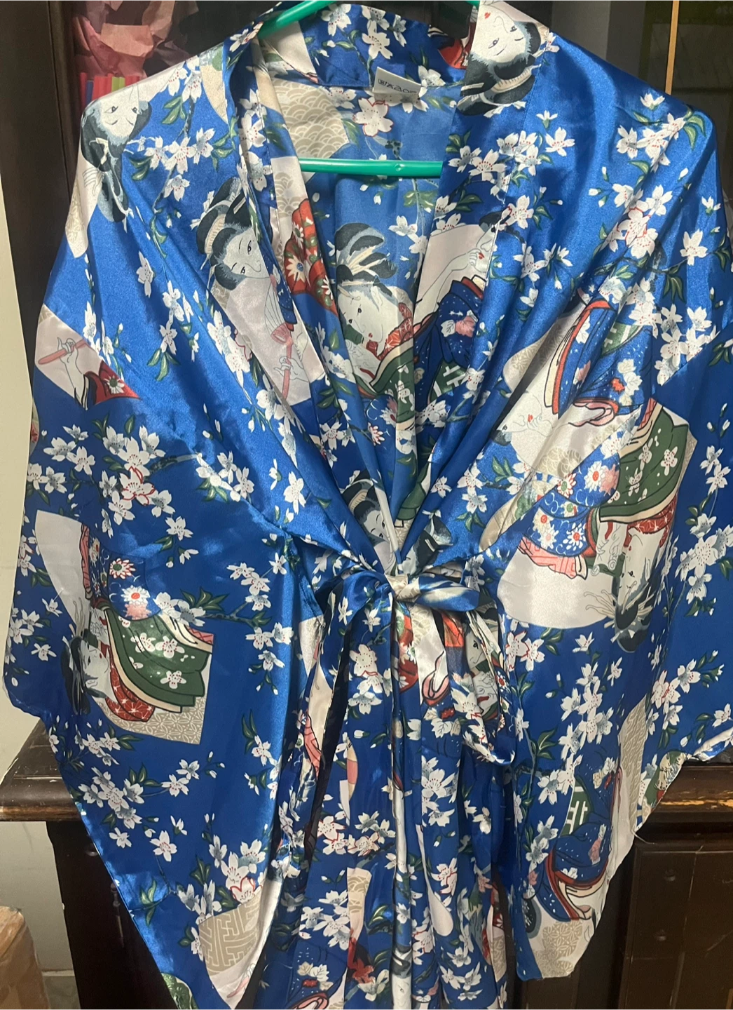 Blue Japanese Print Kimono Robe