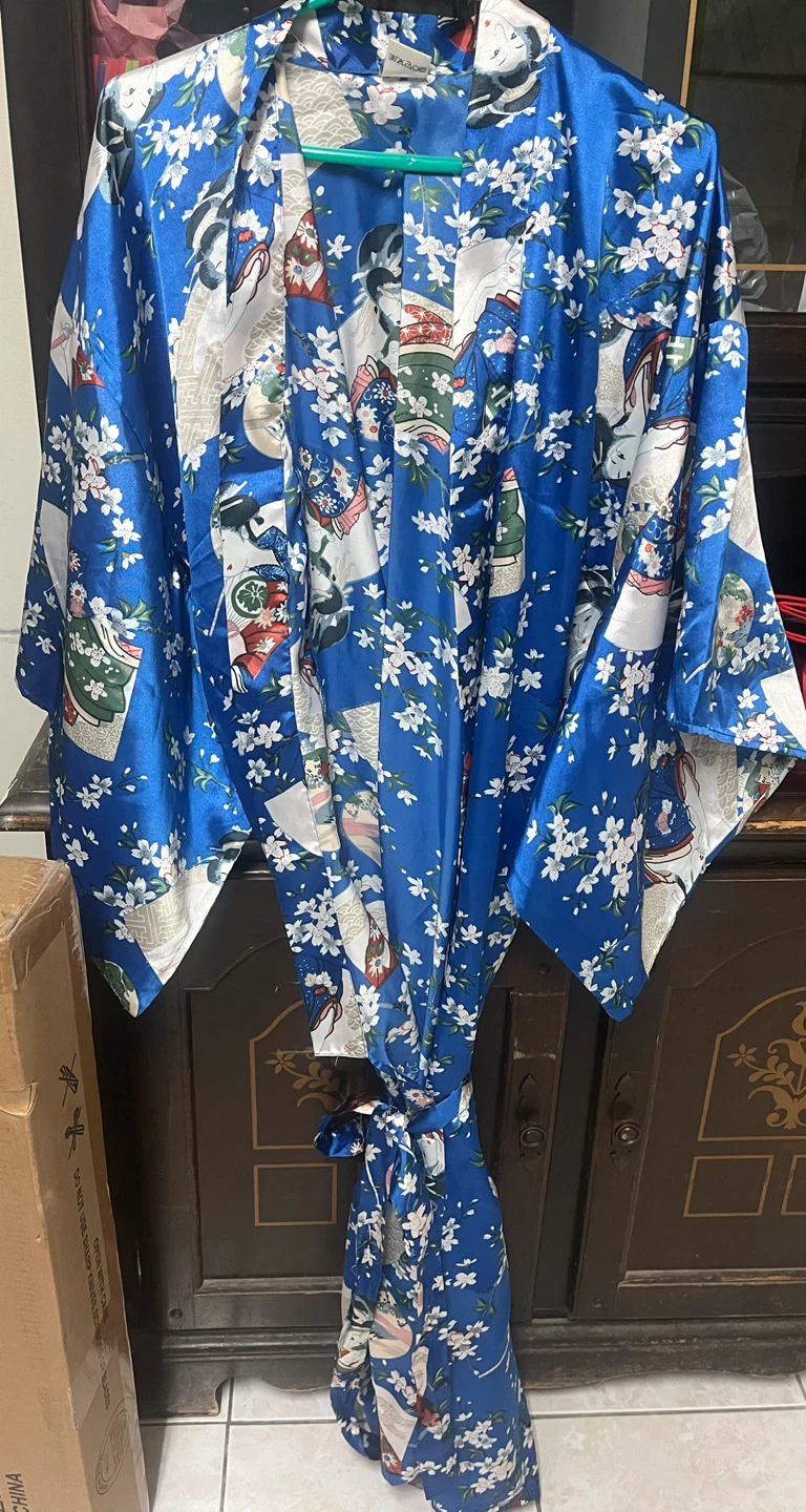 Blue Japanese Print Kimono Robe - photo 4