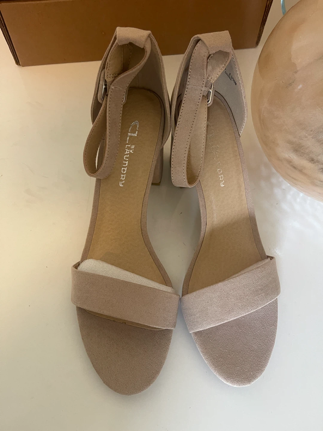 CL by Laundry Nude Block Heel Sandals