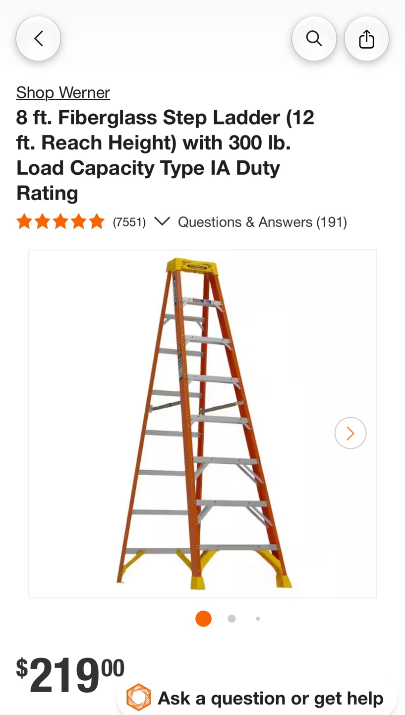 Werner 8ft Fiberglass Step Ladder NXTIA08