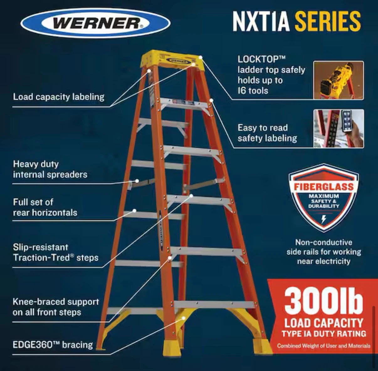 Werner 8ft Fiberglass Step Ladder NXTIA08 - photo 3