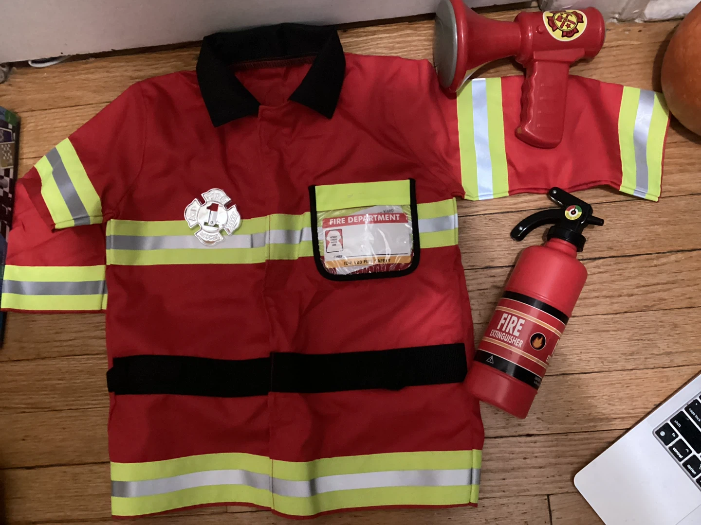 3-6 T Kids Firefighter Costume Set + Fireman hat