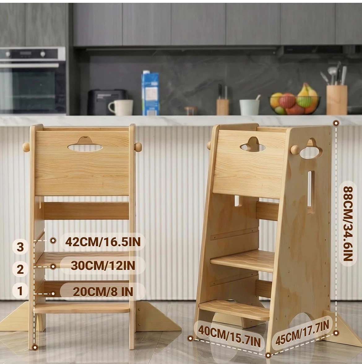 Cosyland Height-Adjustable Kitchen Step Stool - photo 4