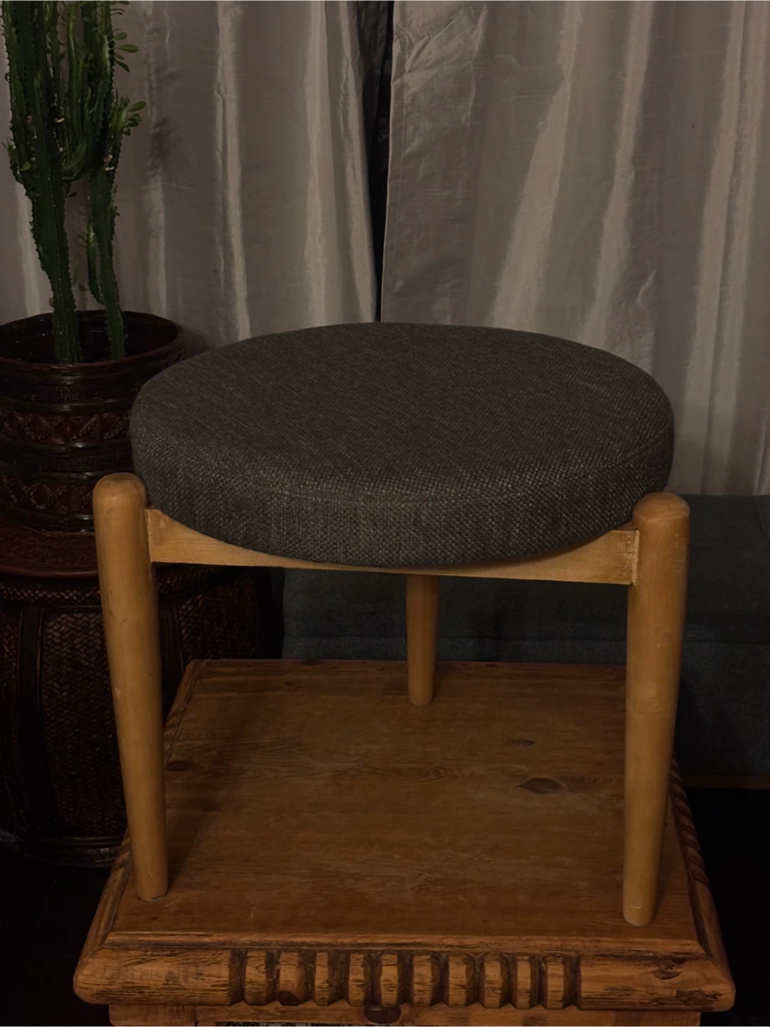 Mcm style Round Fabric Stool 3 foot