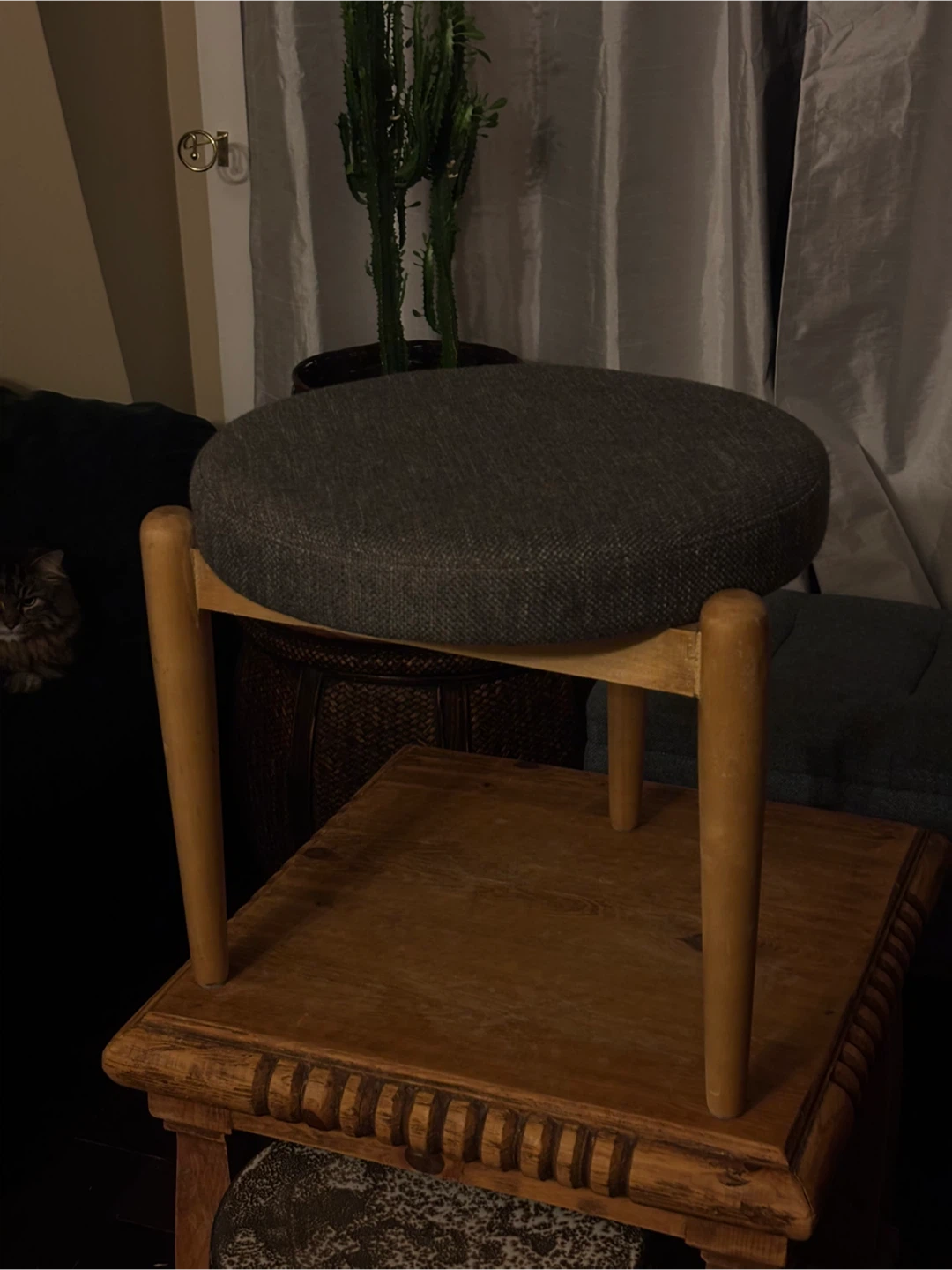 Mcm style Round Fabric Stool 3 foot - photo 2