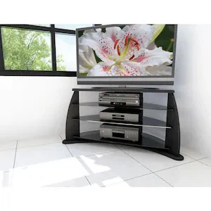 European Black Glass half moon designer’s table/ Corner TV Stand - photo 5