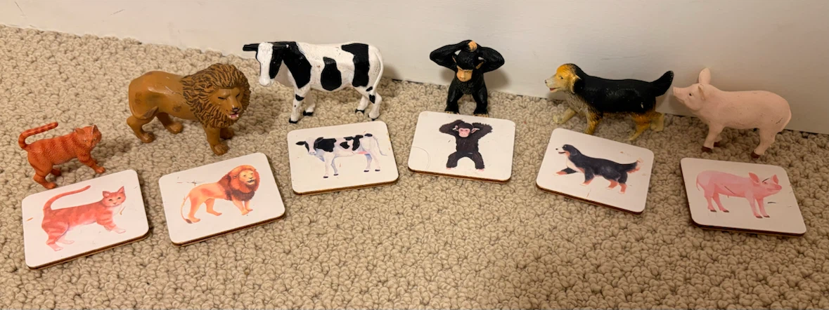 Animal Matching Game with Figurines