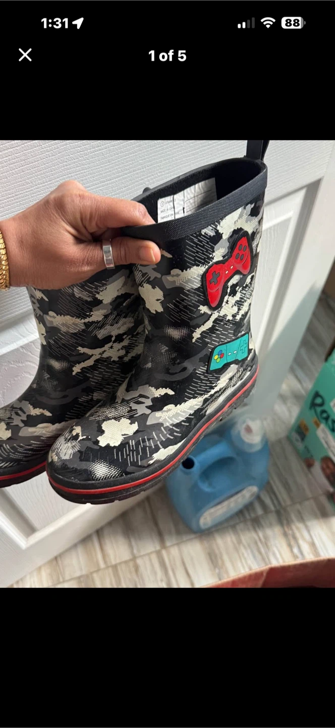 Kids gaming camouflage rain boots