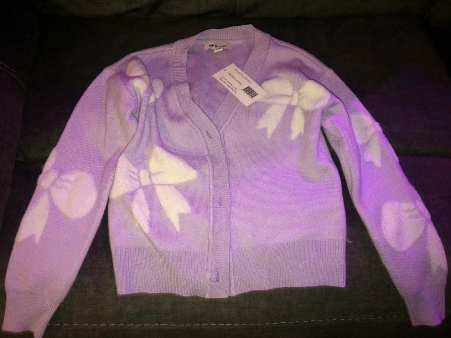 Lilac Bow Cardigan Size S/P (5/6)