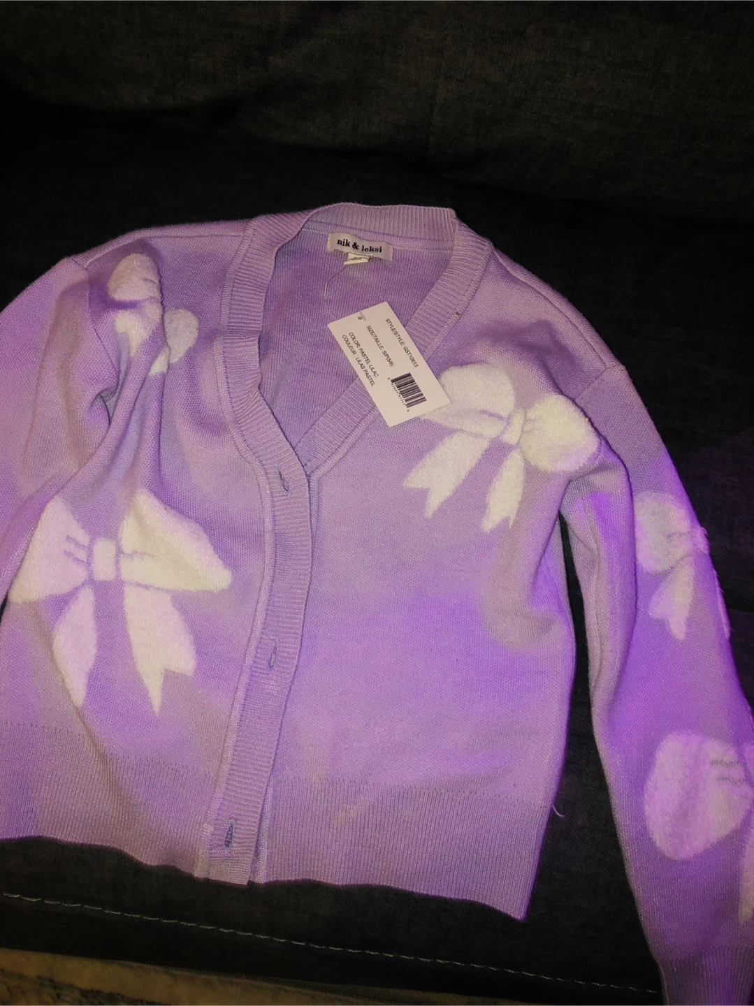 Lilac Bow Cardigan Size S/P (5/6) - photo 3